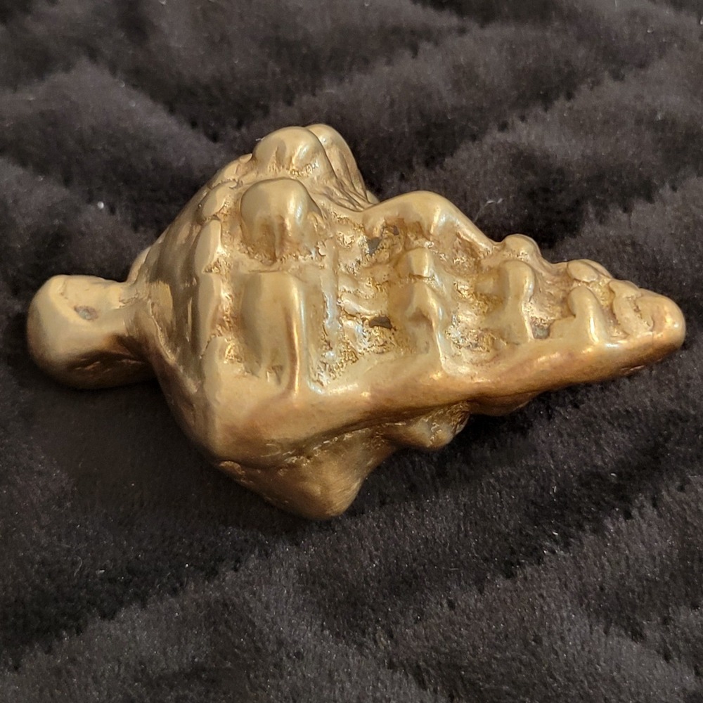 Vintage Solid Brass Conch Shell Figurine Paperweight Nautical Coastal Decor Cute - Picture 8 of 8